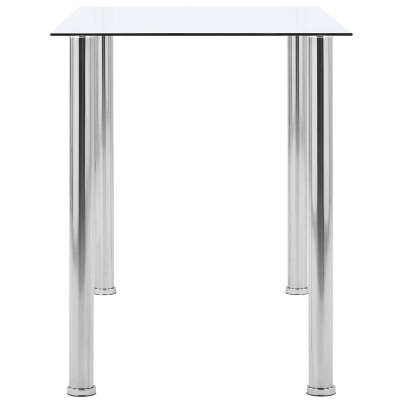 Searcy Glass Top Metal Base Dining Table, White, 75cmH x 120cmL x 60cmW