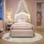Princess Bed With LED Crown Headboard & Drawer(S), Faux Leather Storage Frame, White & Pink-1358110598-1351606873
