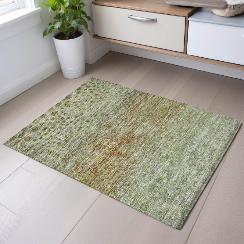 Premium Machine Washable Christina AMF1074 Circles Rug, Rectangle 1'8" x 2'6"