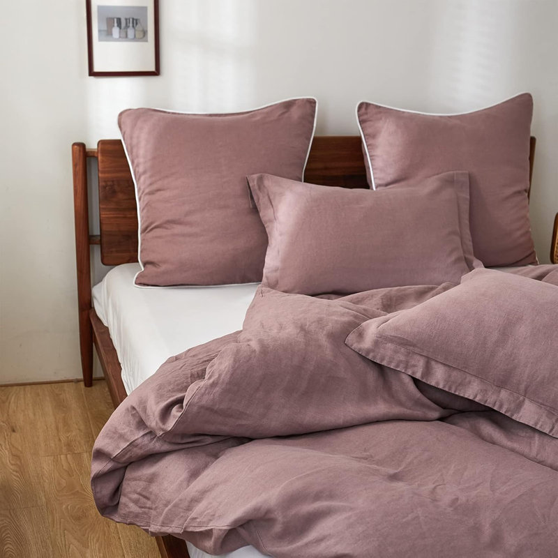 100% Linen Pillow Case Set Of 2, Pillow Covers With Overlap Closure, Luxury Breathable Pillowcases Suitable For All-Season