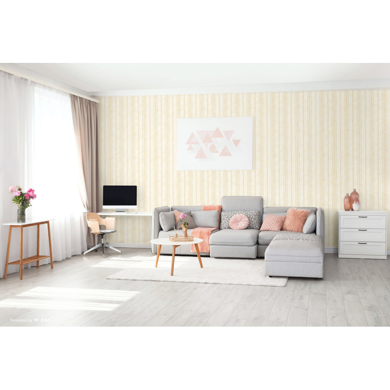 St Columb Major Stripe 10m L x 53cm W Wallpaper Roll, Cream