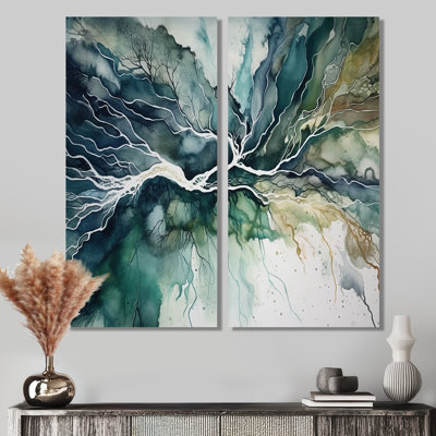 Green Blue Marbled Dreamscape II - Modern Wall Art