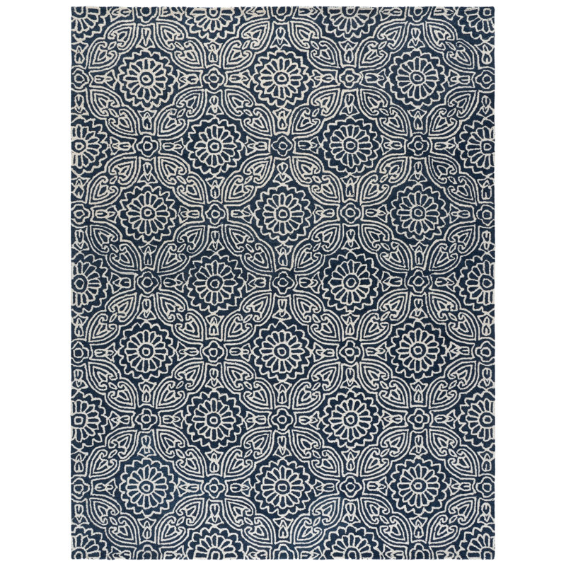 Blossom Hand Tufted Wool;Cotton Damask Indoor Rug, 6'-0" X 9'-0" Rectangle