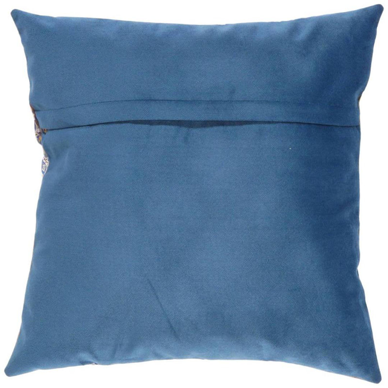 Oreiller persan en velours , Marine, 16 po x 16 po