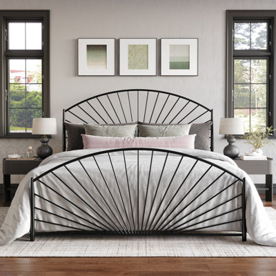 QUEEN SIZE METAL PLATFORM BED IN BLACK