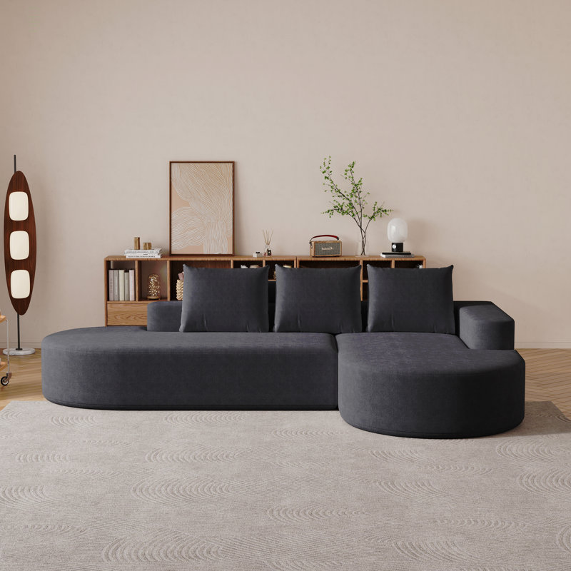 Boneless Modern Curved Sofa ,Chenille Upholstered Sectional Sofa Couch Set,Modular 108.5" L Shaped Sectional Living Room Sofa Set With 3 Pillows,Combination Sofa Couch For Living Room,Bedroom