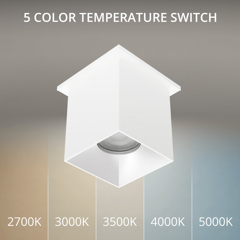 Plafonnier encastré 5 lumières Zoron Square, Blanc / brume, H 4,5 po x l 3,63 po x P 3,63 po