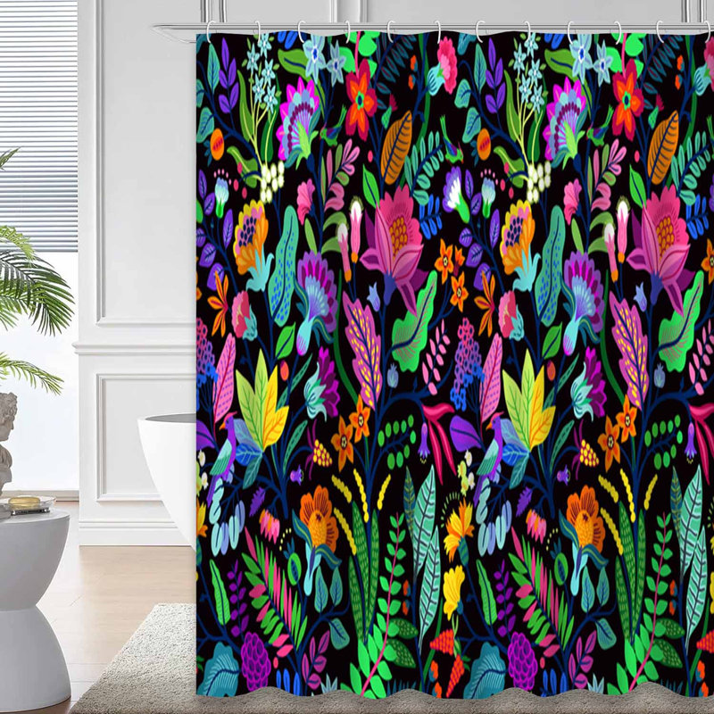 Rideau de douche imperméable à l'eau avec fleurs et fleurs exotiques, L 72 po x l 84 po