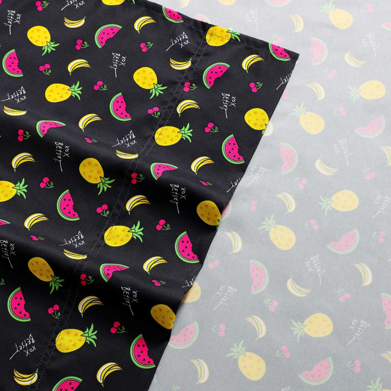 Betsey Johnson Printed Novelty Sheet Sets, King Sheet Set with 2 King Pillowcases, Fairytale Floral Pink