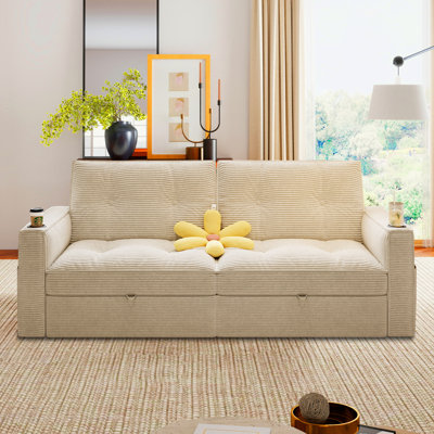 2-In-1 Convertible Sofa Bed This Versatile Sofa Bed Features Corduroy Fabric And Is Ideal For Living Rooms, Bedrooms, Apartments, And Compact Spaces.