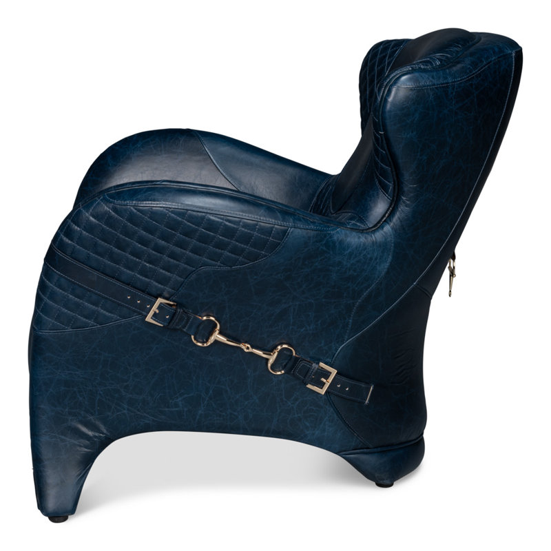 Hera Armchair, Dark Blue Genuine Leather