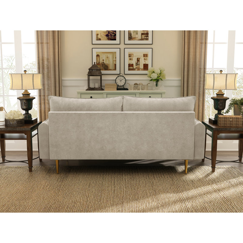 Ranallo 70" Velvet Round Arm Sofa, Beige Velvet