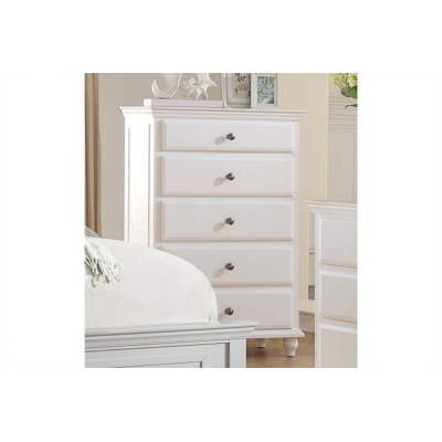 Commode de style moderne à cinq tiroirs avec poignée blanche et meubles de chambre à coucher