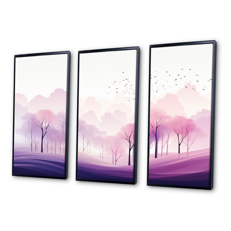 Ensemble de salon Minimalisme, forêts, fréquence III, Cadre flottant noir, H 40 po x l 60 po x P 1 po