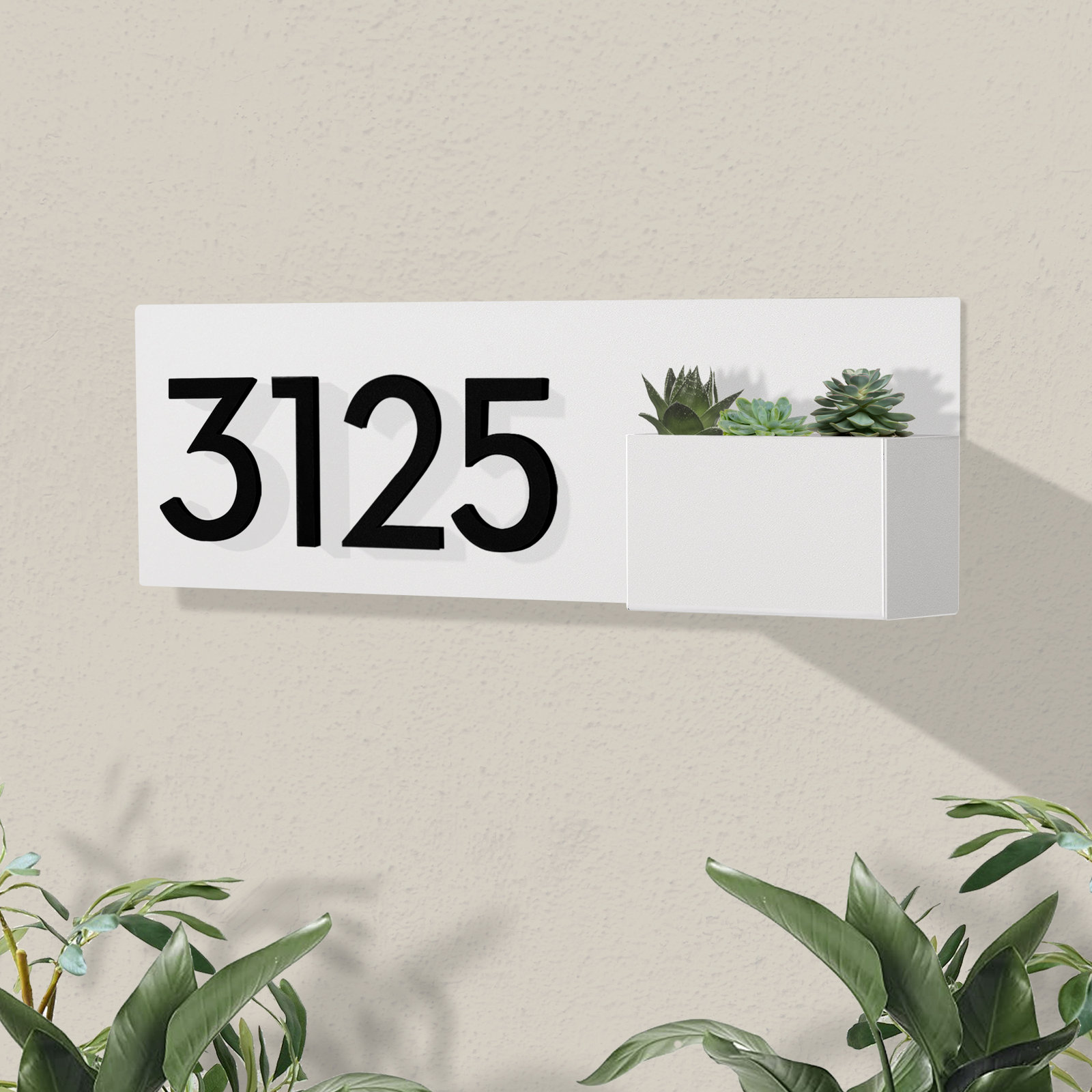 Vista View Wall Address Plaque, White, Black, Yes