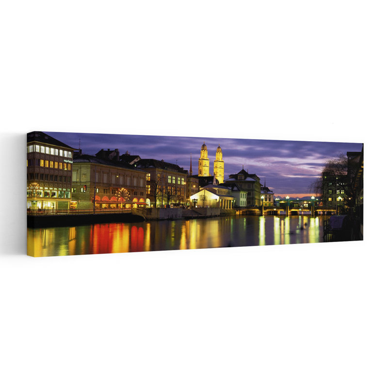 Rivière Limmat, Zurich, Suisse, architecture contemporaine abstraite, art mural, H 48 po x l 16 po