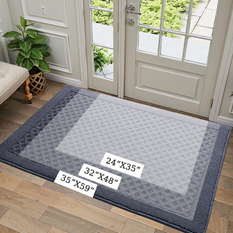 Tapis d'entrée antidérapant haut de gamme Premium, Gris, L 32 po x L 48 po