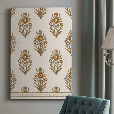 «Block Print Blooms II», toile tendue avec châssis de qualité supérieure - prête à être accrochée
