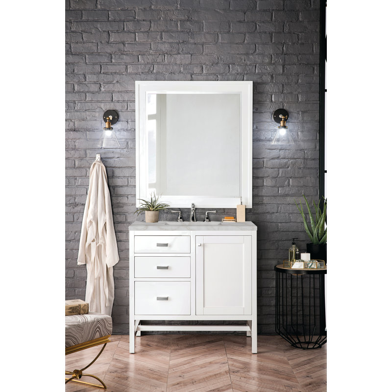 Addison 36 in. Handmade Single Vanity, Glossy White, Victorian Silver, 8" Widespread