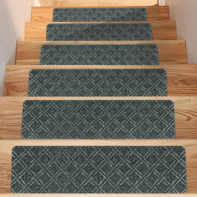 Stair Treads for Wooden Steps 14 Pcs Non Slip , 8 x 30inch Stair Runner Carpet Treads Indoor（Smoke Gray）