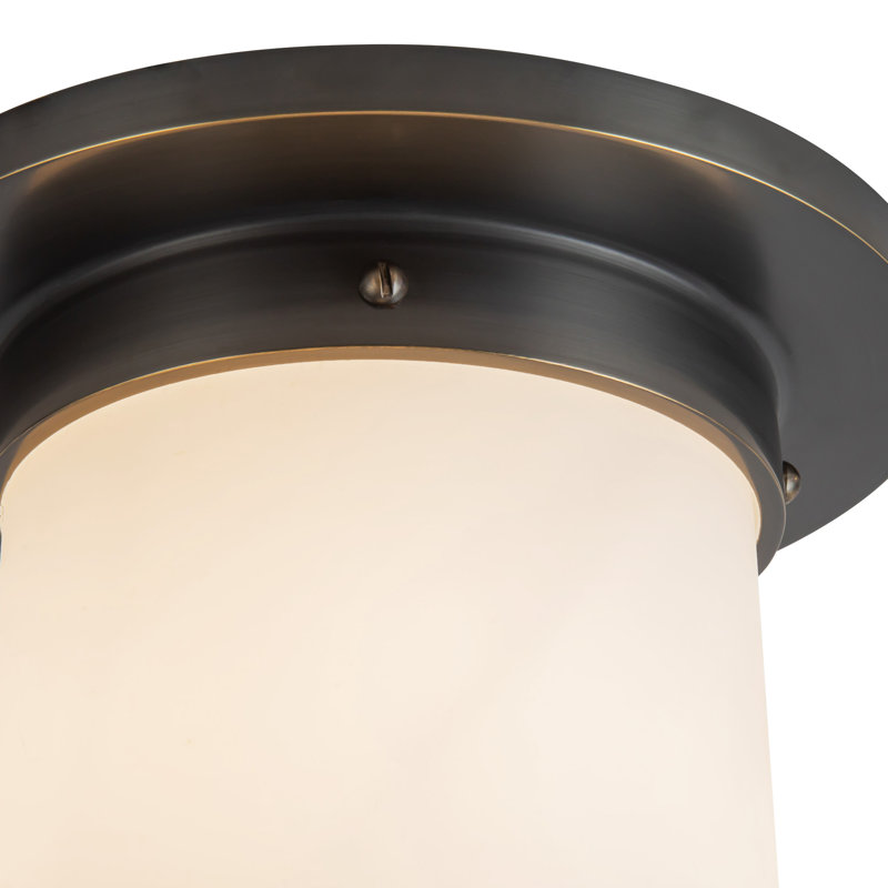 Mineral 8-in Brass Flush Mount, Oil Rubbed Bronze, Opal Glass