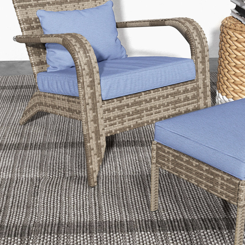 Chaise avec, pour la détente de patio - gris et, cour arrière. Assise relaxante, tissée à la main, facile à installer