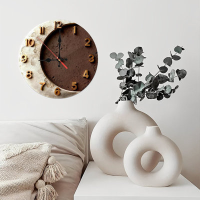 Horloge murale ronde en bois 10 po, mouvement à quartz silencieux, imprimé UV, à piles