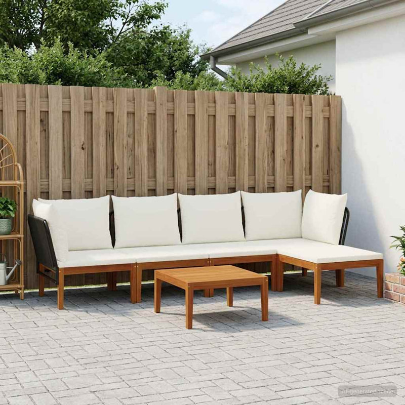  Garden Lounge Set Solid Acacia Wood & Rope Sofa Outdoor Furniture Patio