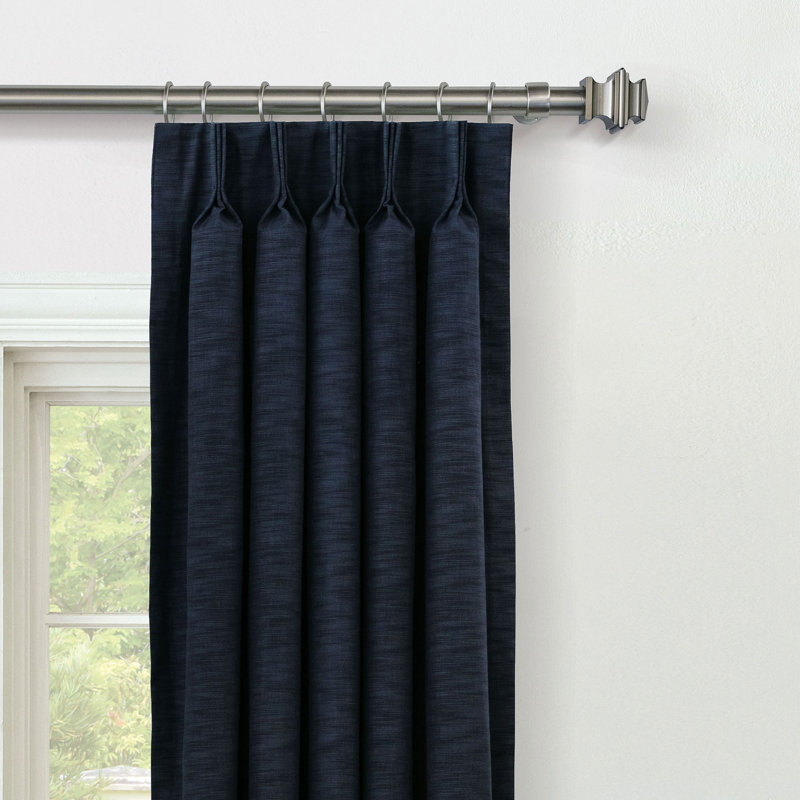 Sterling Strie Curtain Panel In Marine, Navy, 40" W x 120" L