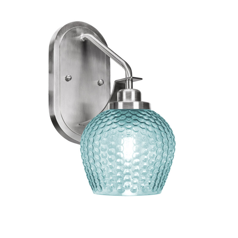 Applique murale Scituate en nickel brossé, verre turquoise 6 po, Nickel brossé, Bleu