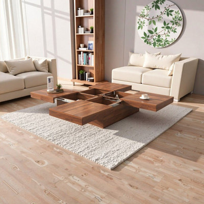 Table basse carrée 39,4 pouces avec plateau coulissant et rangement