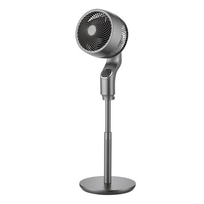 9-Inch Pedestal Fan with DC Motor, Remote Control, 12 Speeds & 4 Modes, 80° Oscillation, Adjustable Height Standing Floor Fan for Home and Bedroom, Silver Gray
