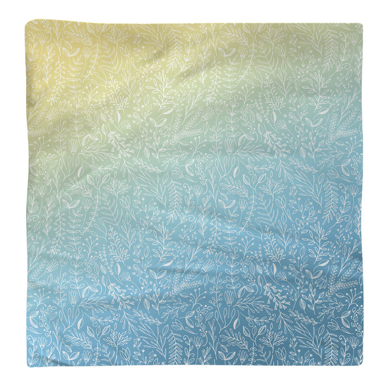 Serviette en coton Ditsy, Jaune / Bleu, H 0,1 po x l 22 po x P 22 po, Sergé de polyester
