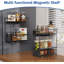 Tablette de rangement magnétique à 2 niveaux avec tiroir coulissant, aucune installation requise, organisateur robuste pour machine à laver, réfrigérateur et surfaces métalliques