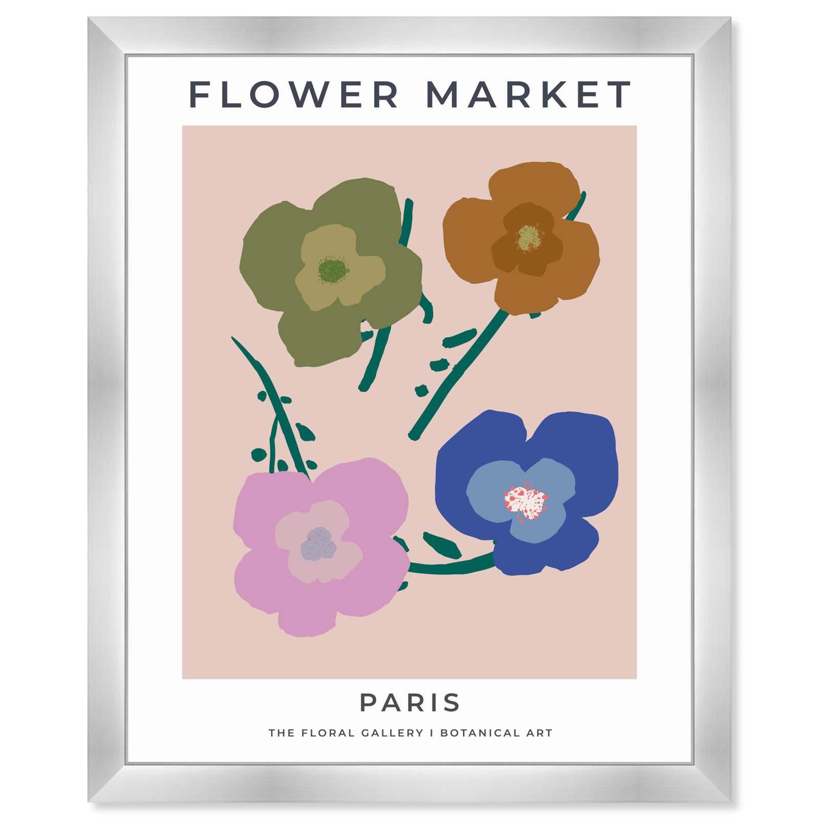 Paris Flower Market Print by Oliver Gal, 47" H x 38" W, Silver