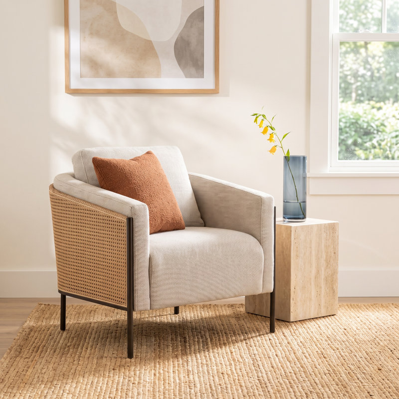 Aurelina Upholstered Armchair, Gable Taupe Polyester Blend, Light Brown