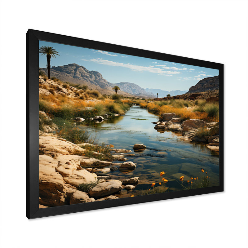 Désert oasis III sur toile, H 34 po x l 44 po x P 1,5 po, Cadre photo noir