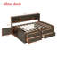 Wood Daybed With 2 Bedside Cabinets, Upper Shelves And 4 Drawers-1113279457