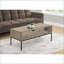 Table basse moderne taupe foncé de 42 po avec rangement surélevé et amp; Base en métal noir, facile à nettoyer