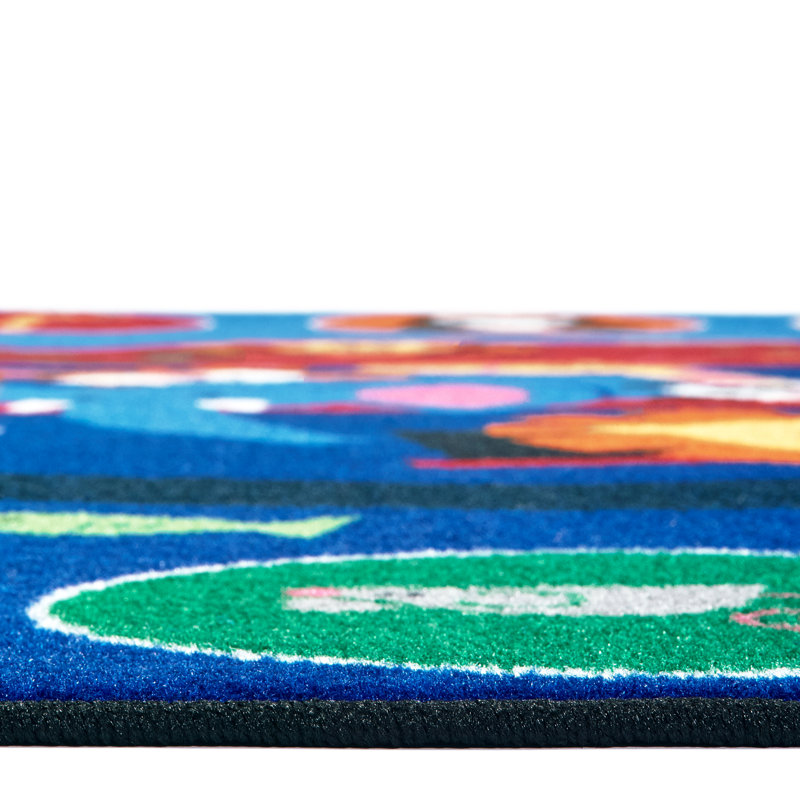 Tapis bleu touffeté Noah's Voyage Literacy, Oval 6 pi x 9 pi