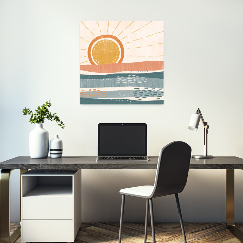 Été désertique II, art côtier abstrait, H 18 po x l 18 po