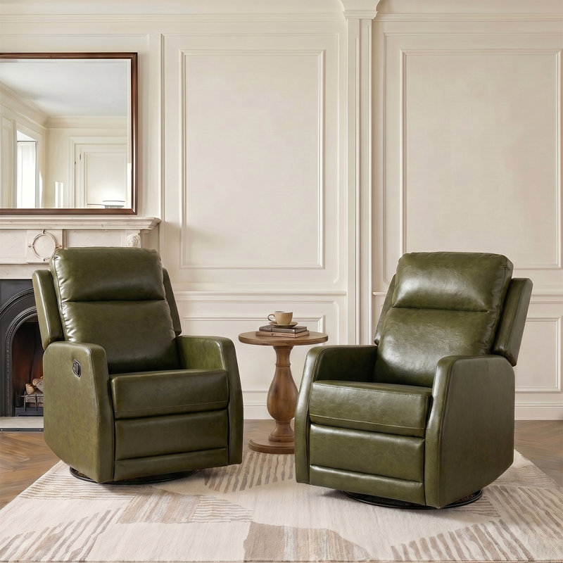 Fauteuil inclinable manuel berçant pivotant de 26,5 po de largeur avec base en métal Giselle, Vert