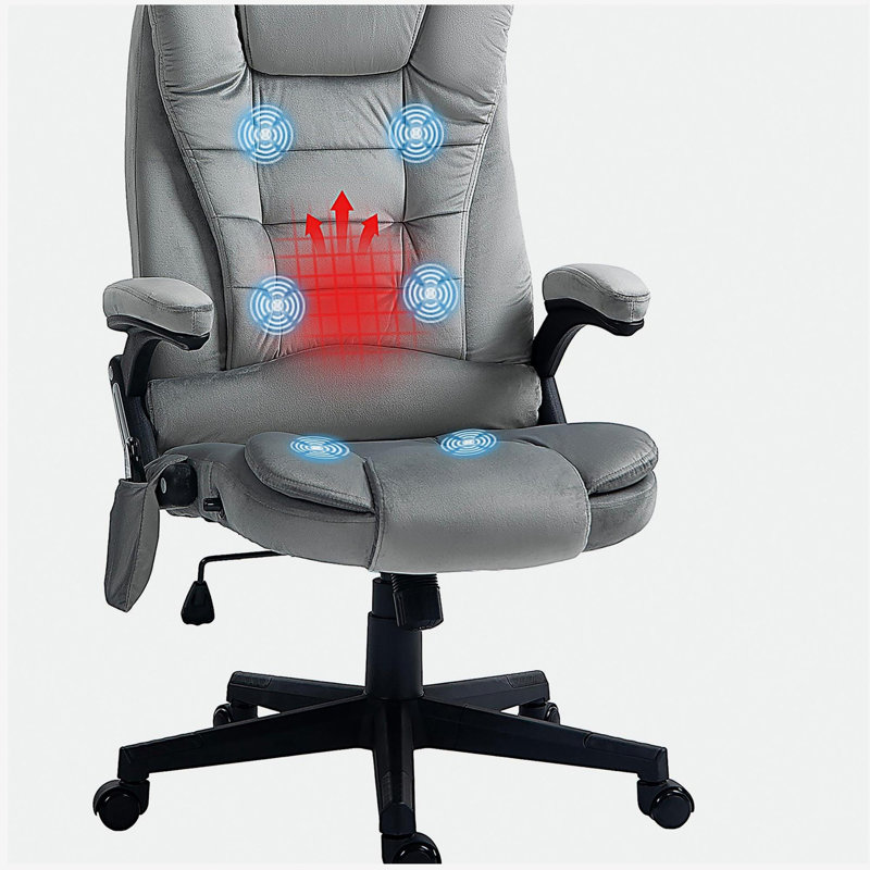 Fauteuil de bureau à 6 points de massage vibrant et gris lombaire