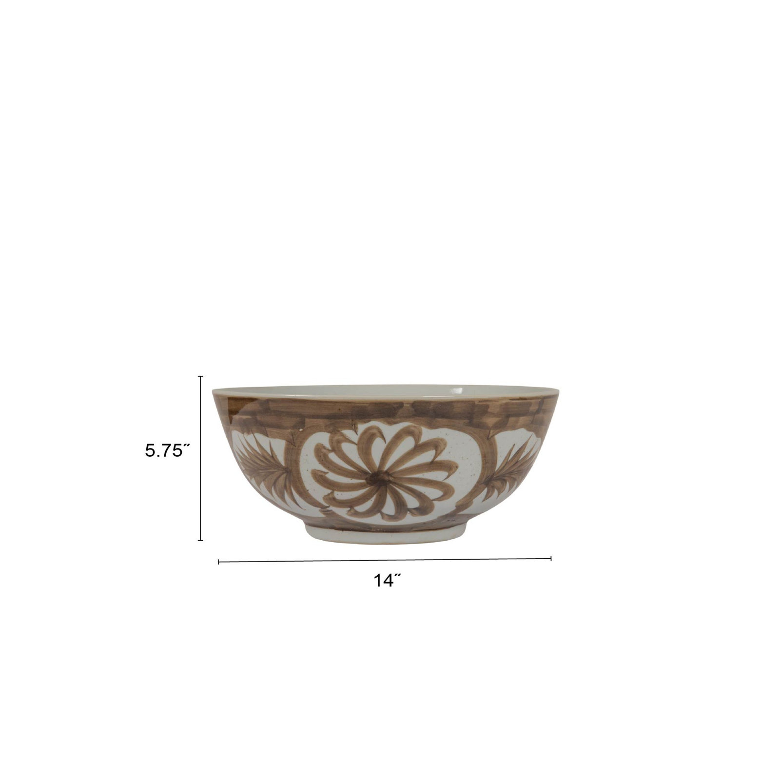 Caspen Hand-Painted Stoneware Bowl, Brown