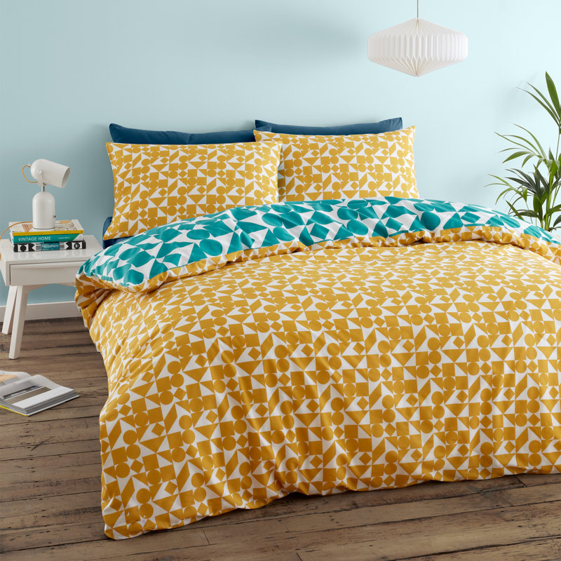 Retro Geo Duvet Cover Set With Pillowcase, Double - 2 Standard Pillowcase