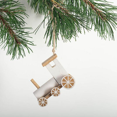 Ornement train en bois