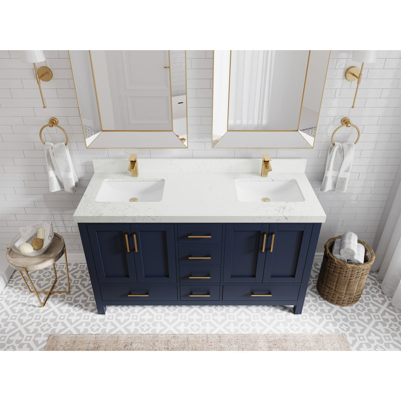 Ensemble de meuble-lavabo double 60 po Malibu, Empira blanc