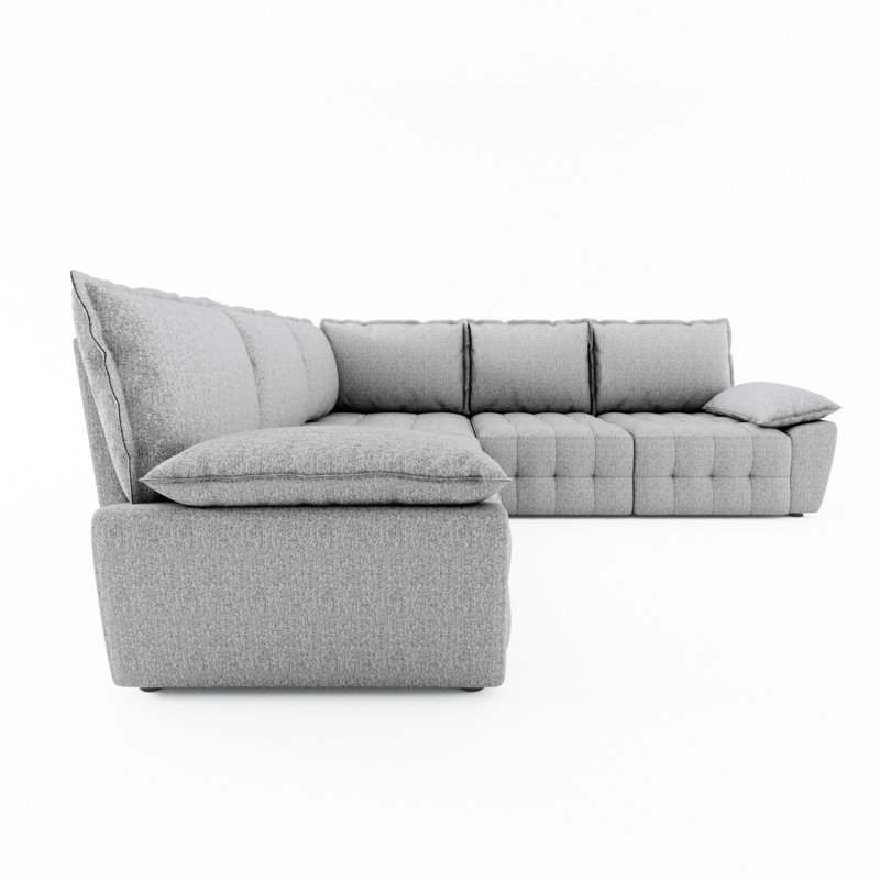Canapé modulaire 6 pièces avec coin Charistil, 100% polyester gris clair, Orienté à gauche (vu de face)