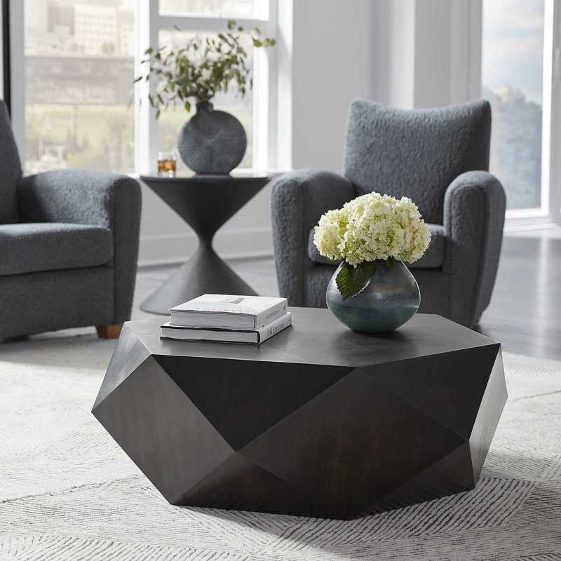 Kane Coffee Table, Worn Black, 14" H x 40" L x 40" W