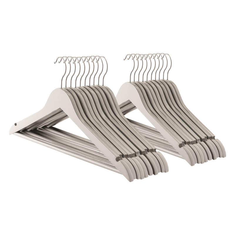 Harbour Housewares - Strong Wooden Clothes Hangers, Grey